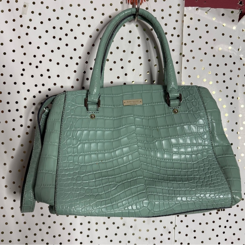 Kate Spade Mint Croc-Embossed Satchel